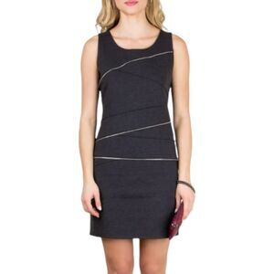 Michael Kors sleeveless zipper accent sheath dress charcoalsl gray size 4